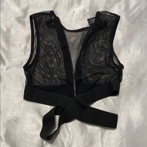Black crop mesh top